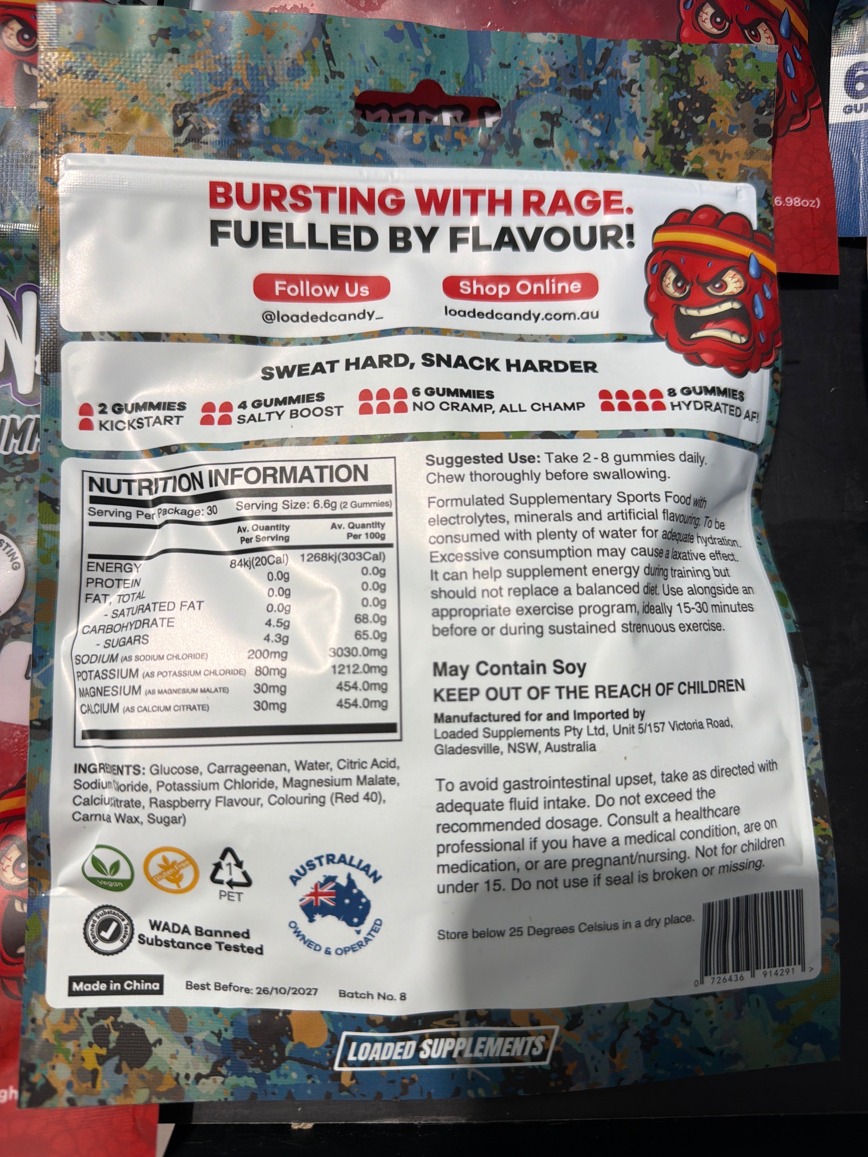 Loaded Candy Carb & Electrolyte Gummies - Rampage Raspberry