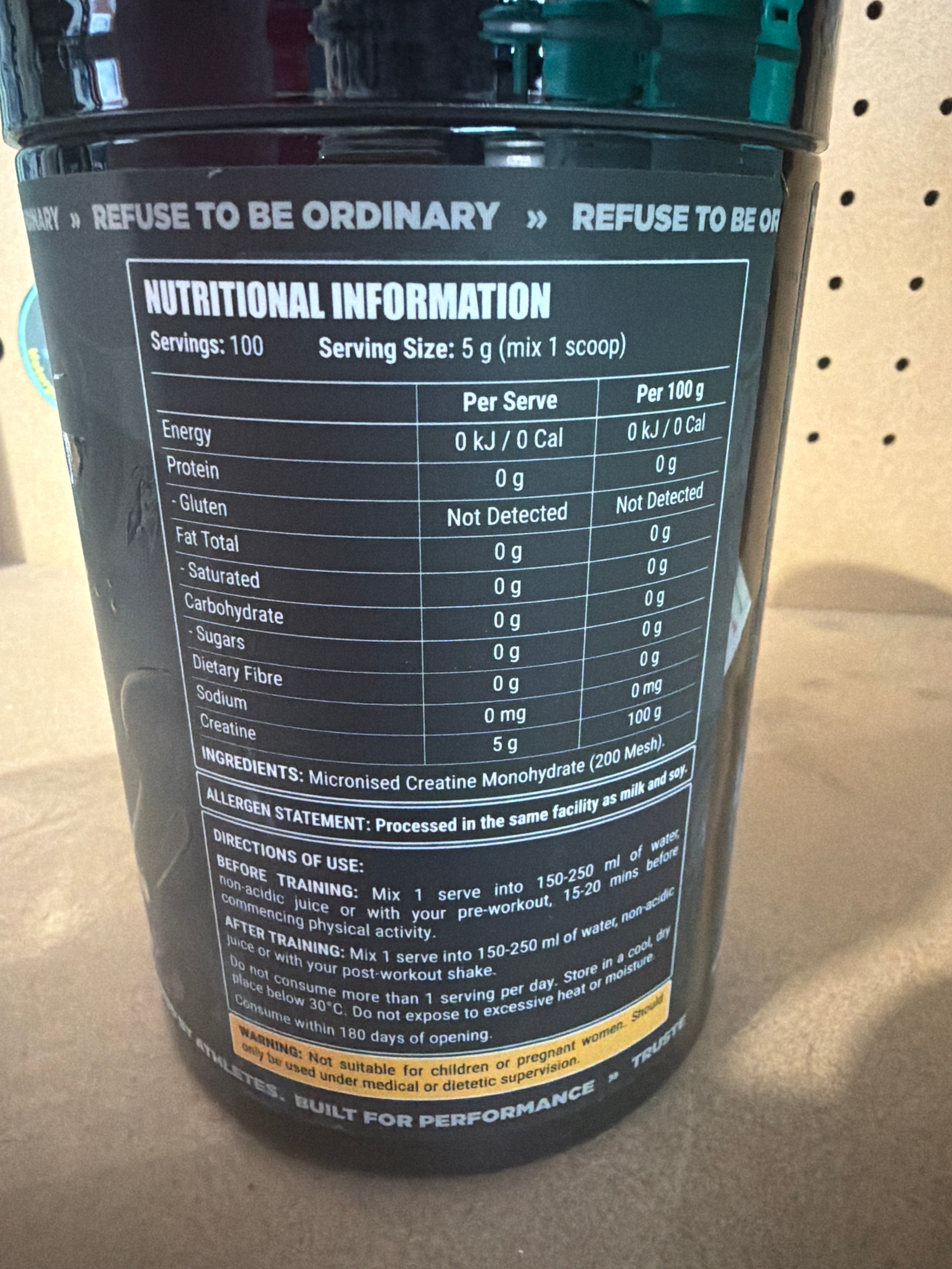 Faction Labs Creatine 500g nutrition information and directions of use