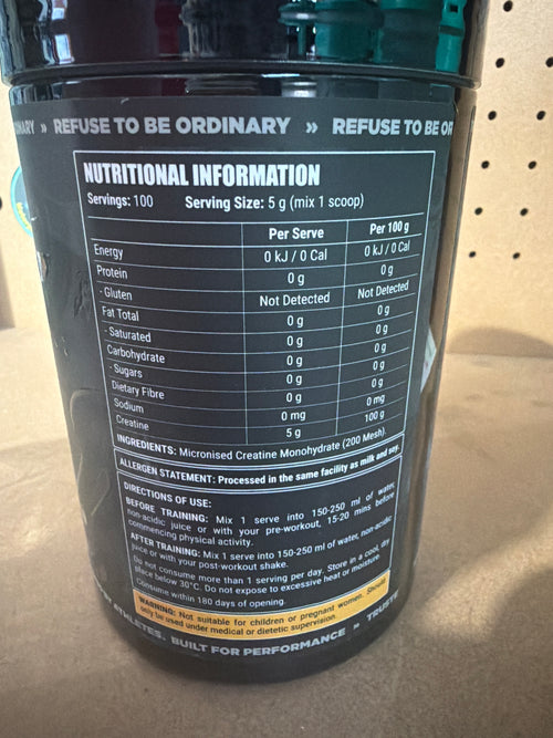 Faction Labs Creatine 500g nutrition information and directions of use