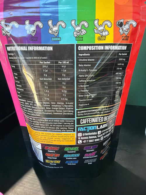 Faction Labs Disorder Pre-Workout – Variety Pack (12 Single Serve Sachets)
