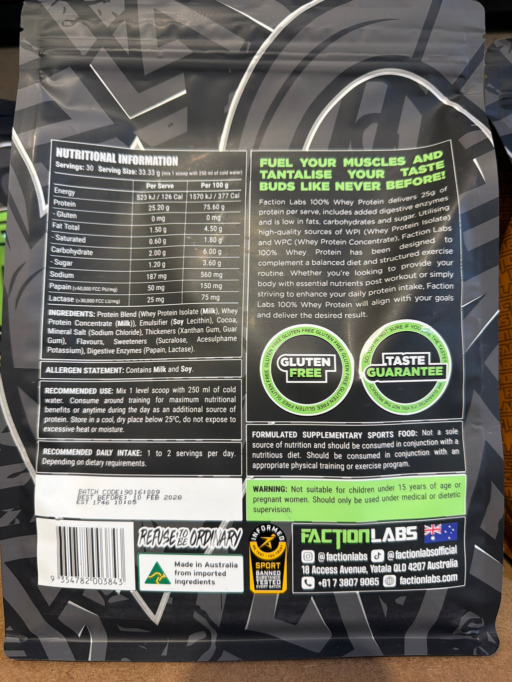 Faction Labs 100% Whey Protein - Chocolate Mint