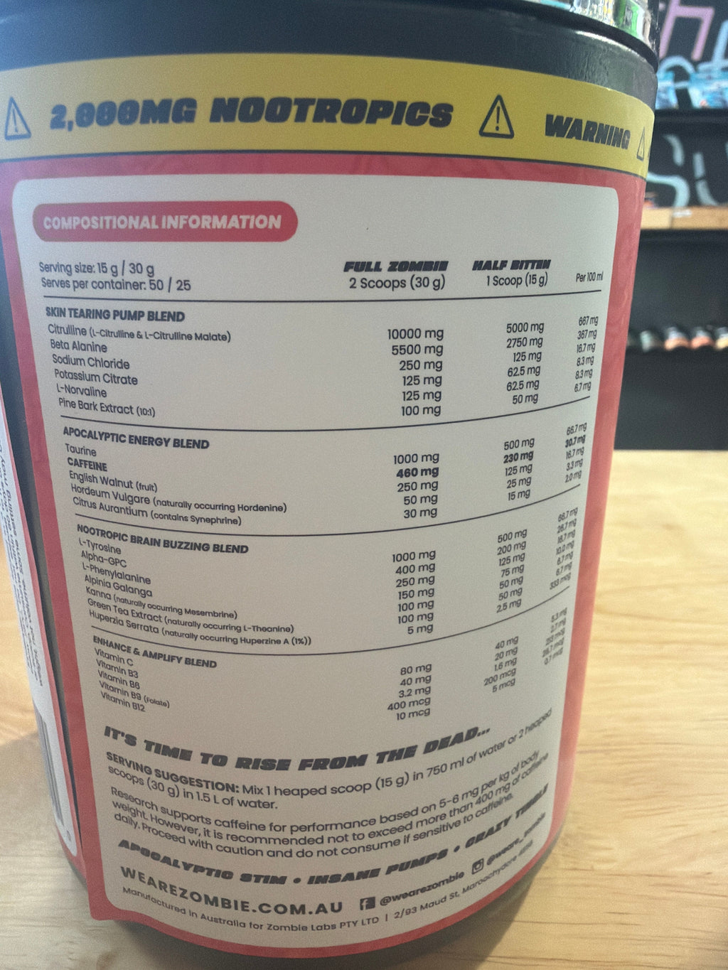 Zombie Labs End of Dayz Pre-Workout 750g - Wicked Watermelon
