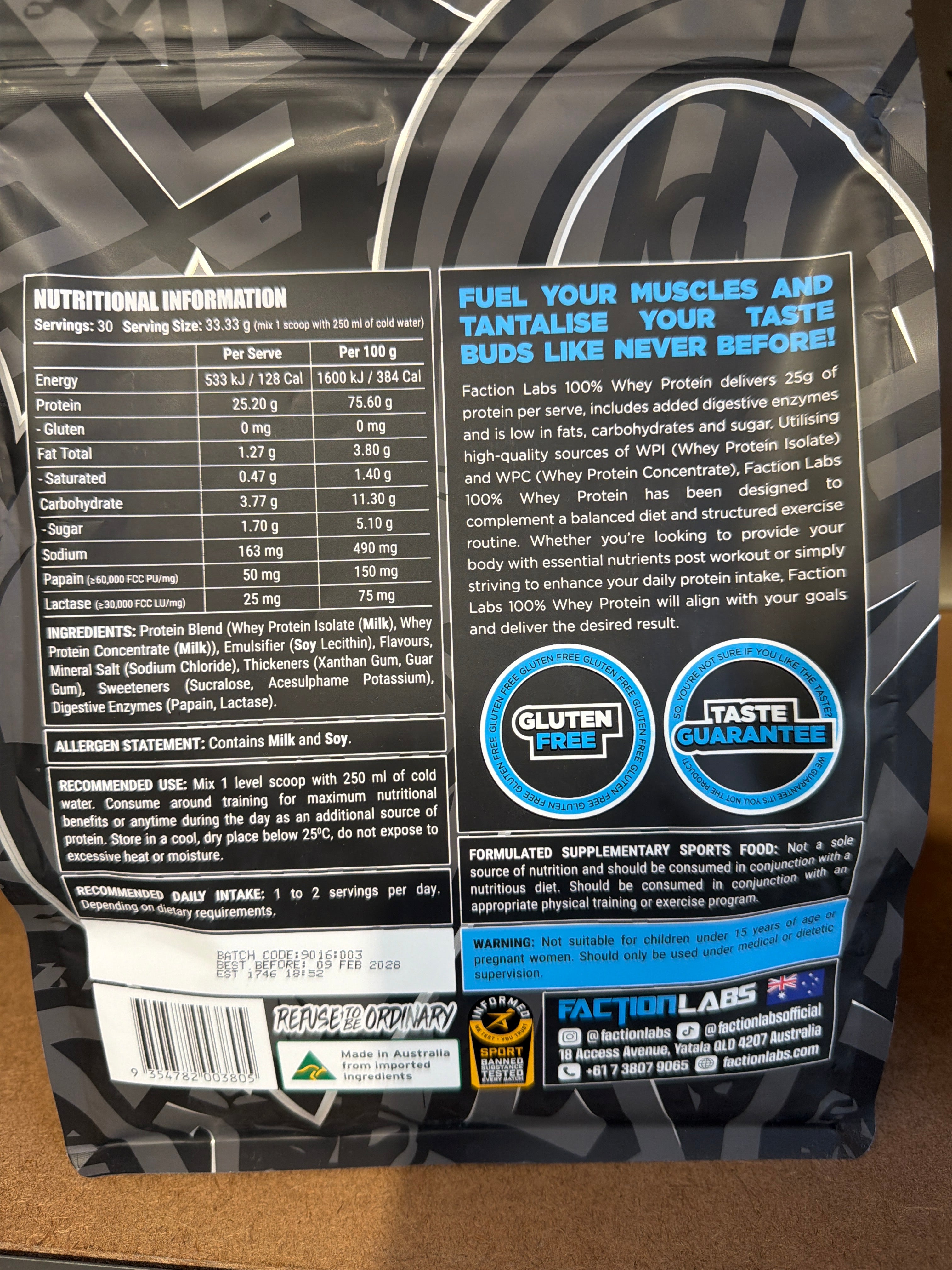 Faction Labs 100% Whey Protein - Vanilla Bean
