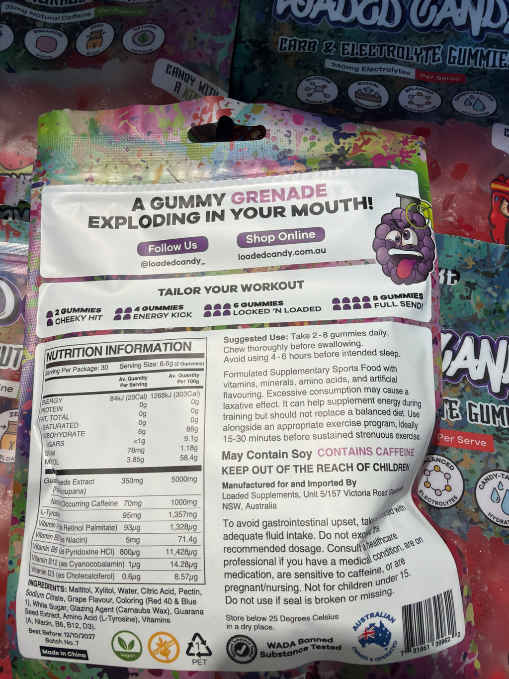 Loaded Candy Pre-Workout Gummies - Grenade Grape