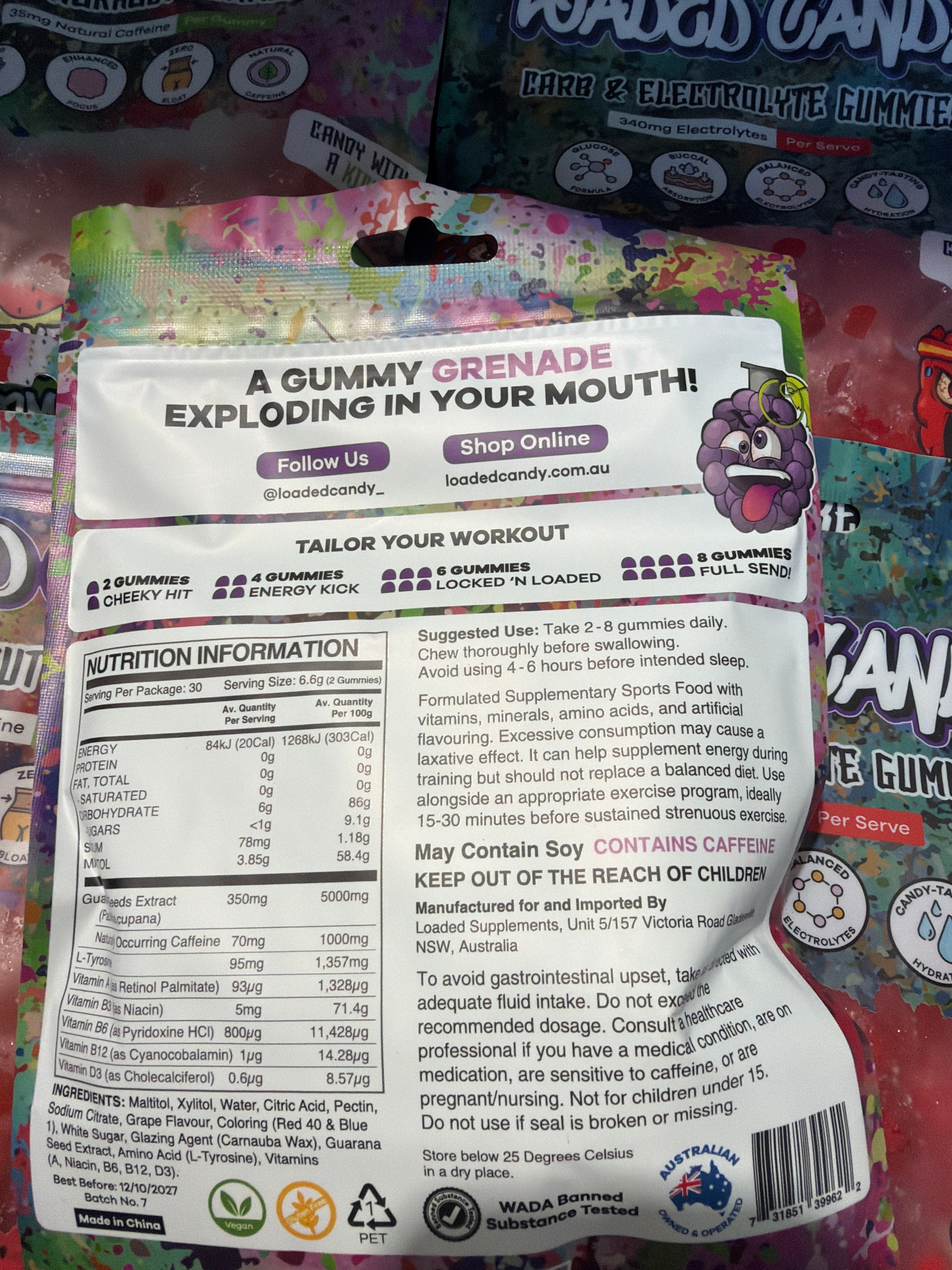 Loaded Candy Pre-Workout Gummies - Grenade Grape