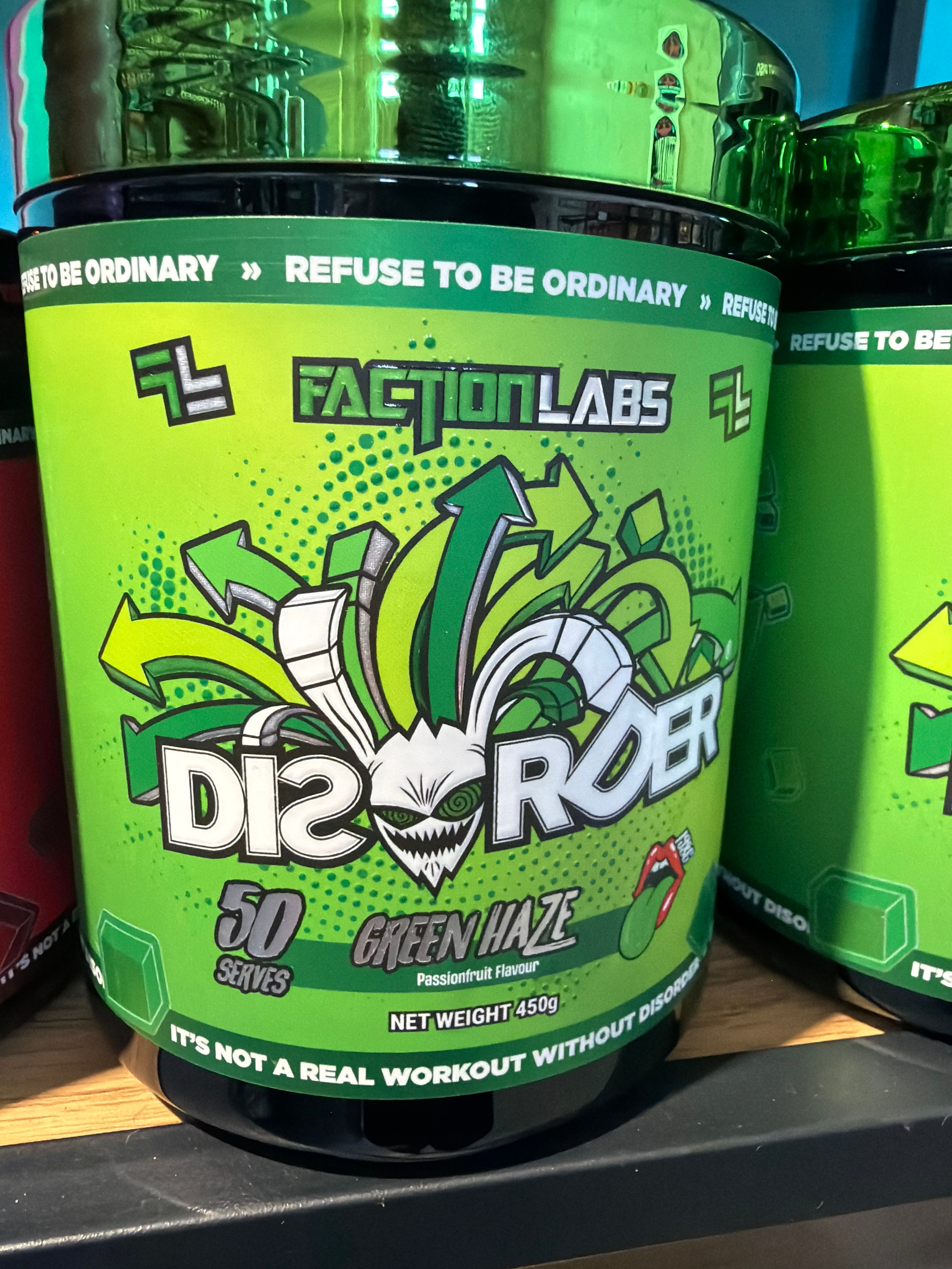 Faction Labs Disorder Pre-Workout - Green Haze (Passionfruit) 450g