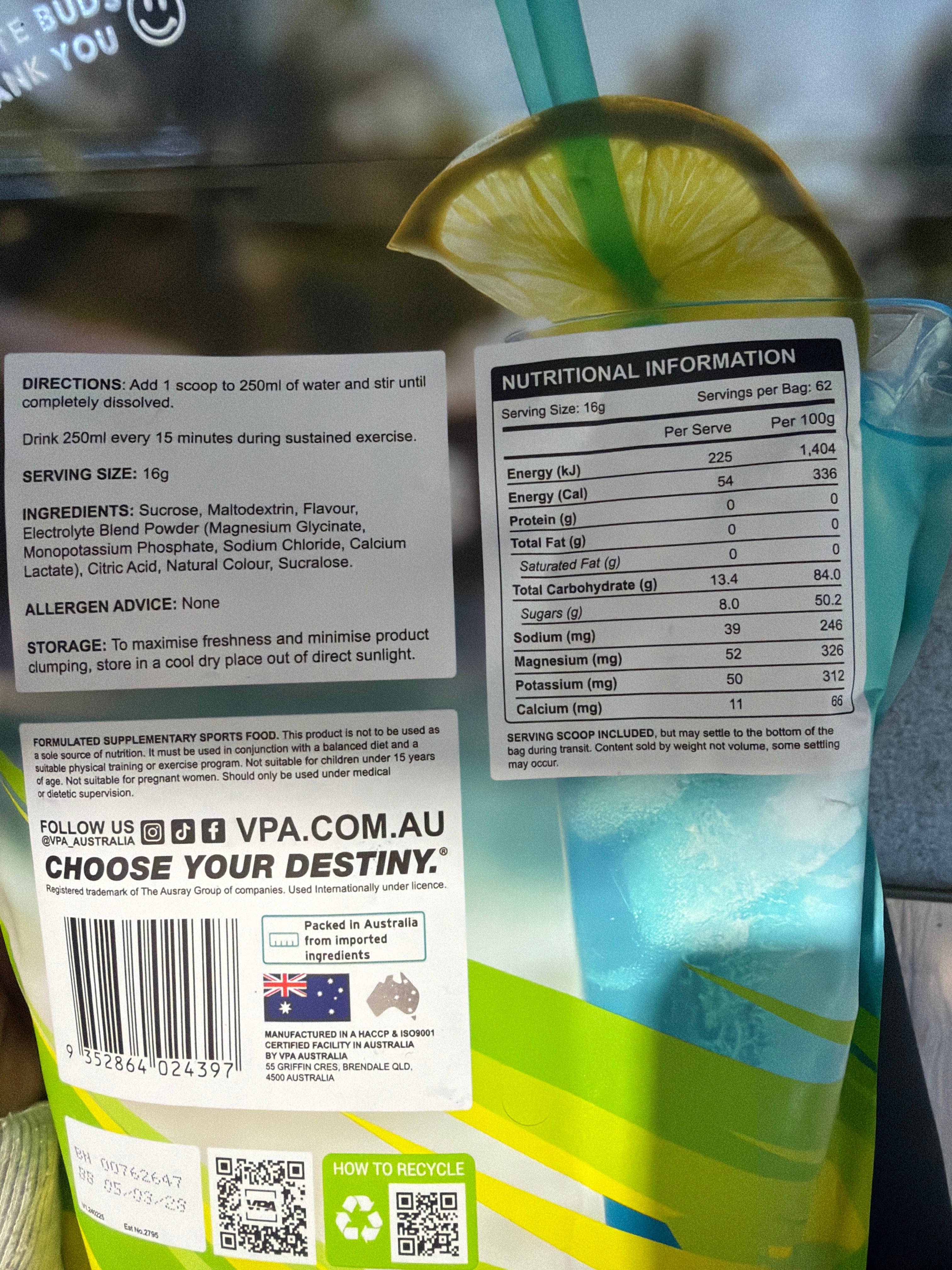 VPA Electrolyte Powder Mix - Tropical Breeze Flavour