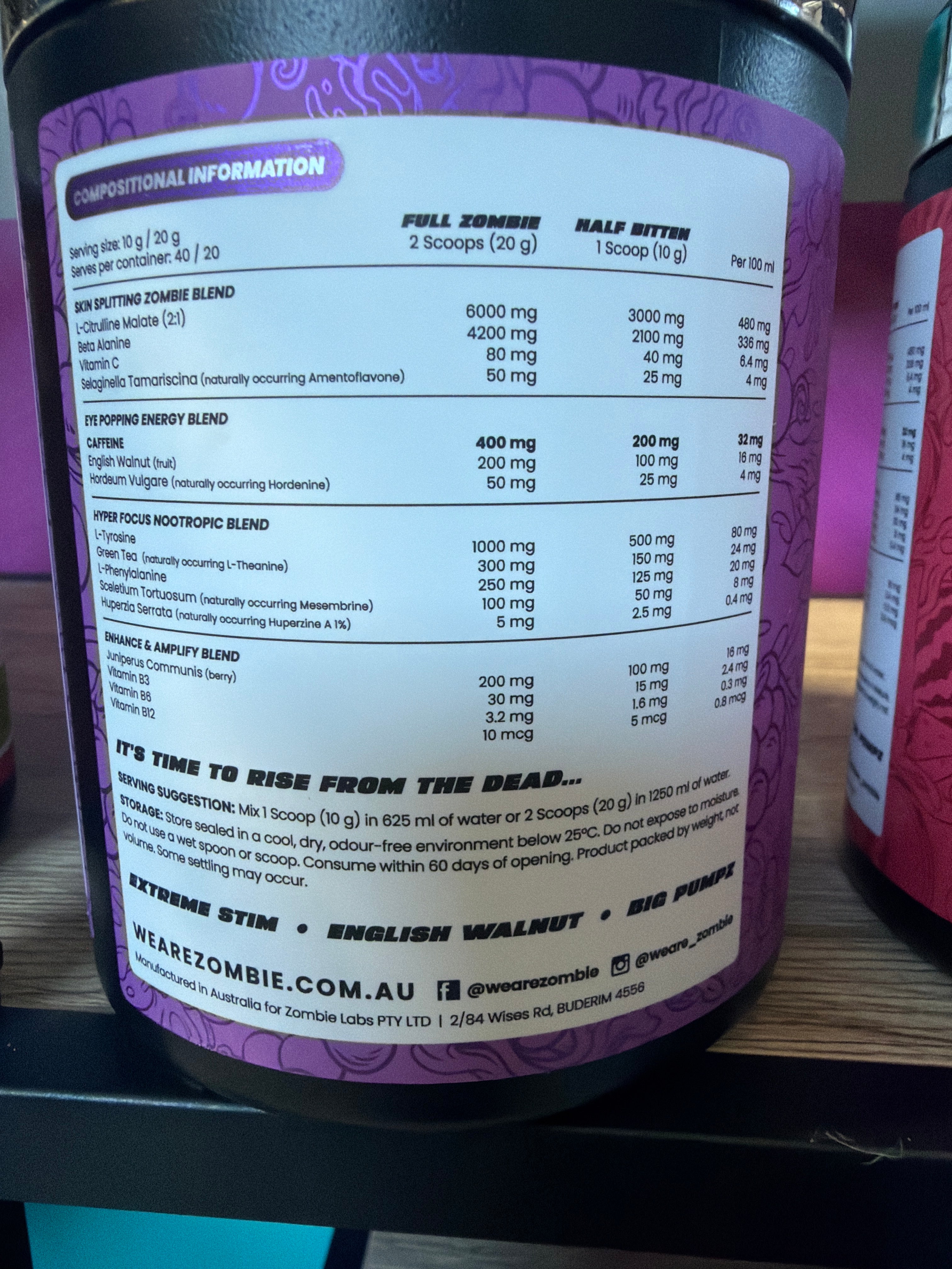 Zombie Labs Cross-Eyed Extreme Stimulant Pre-Workout - Gruesome Grape 400g