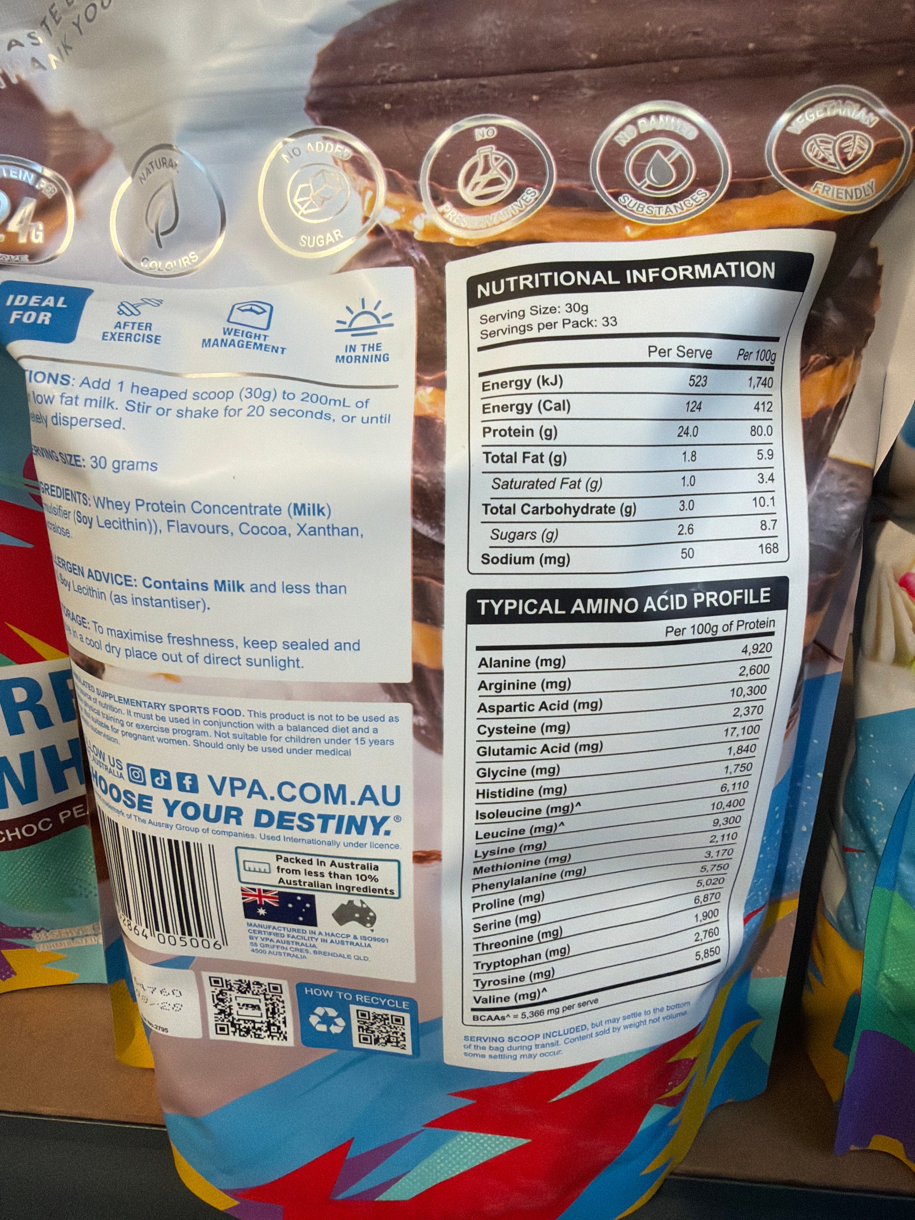 VPA Premium Whey - Choc Peanut Butter Cup Flavour
