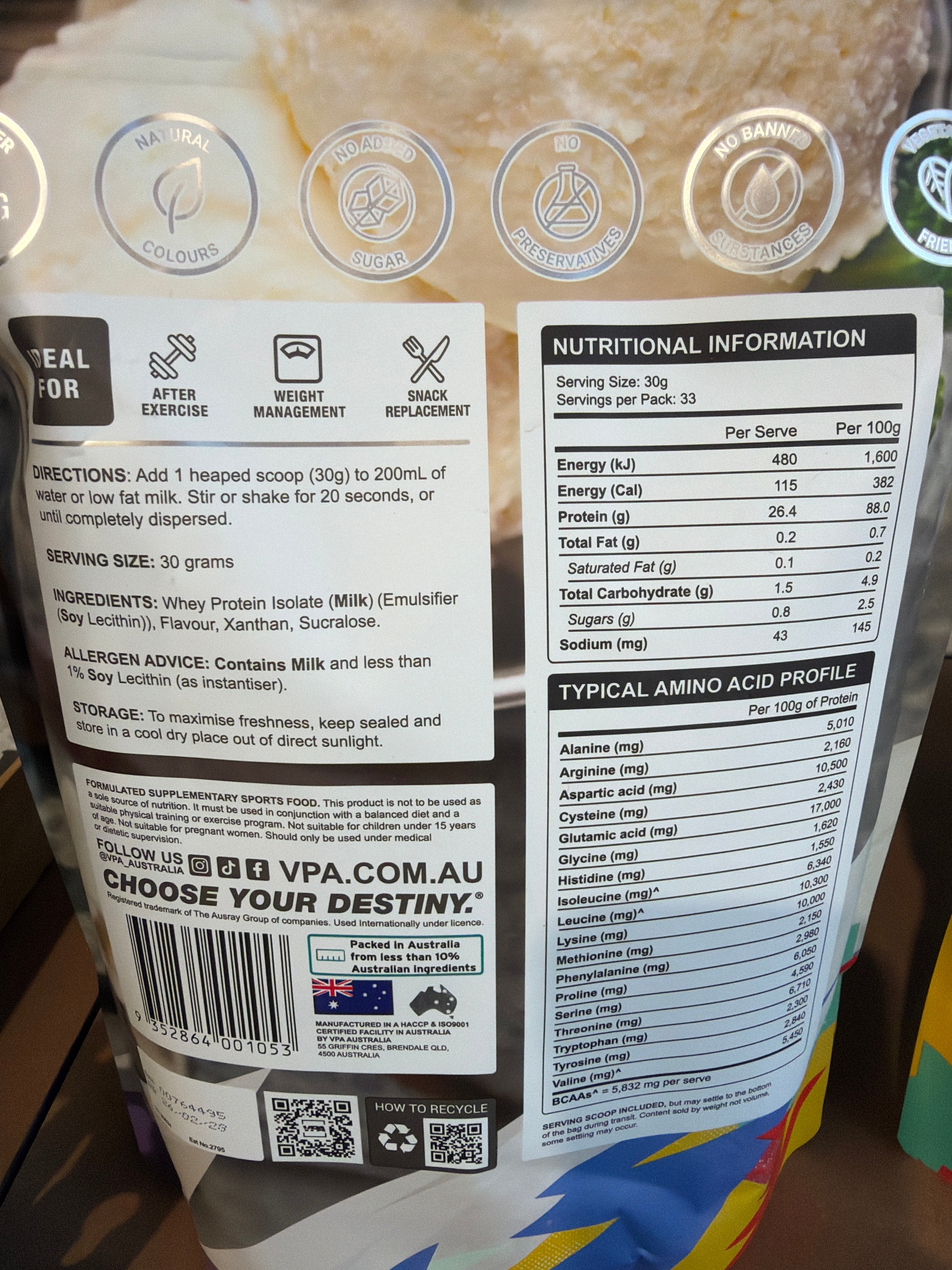 VPA Whey Isolate - Vanilla Ice Cream Flavour