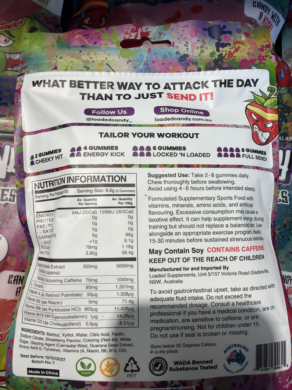 Loaded Candy Pre-Workout Gummies - Send It Strawberry