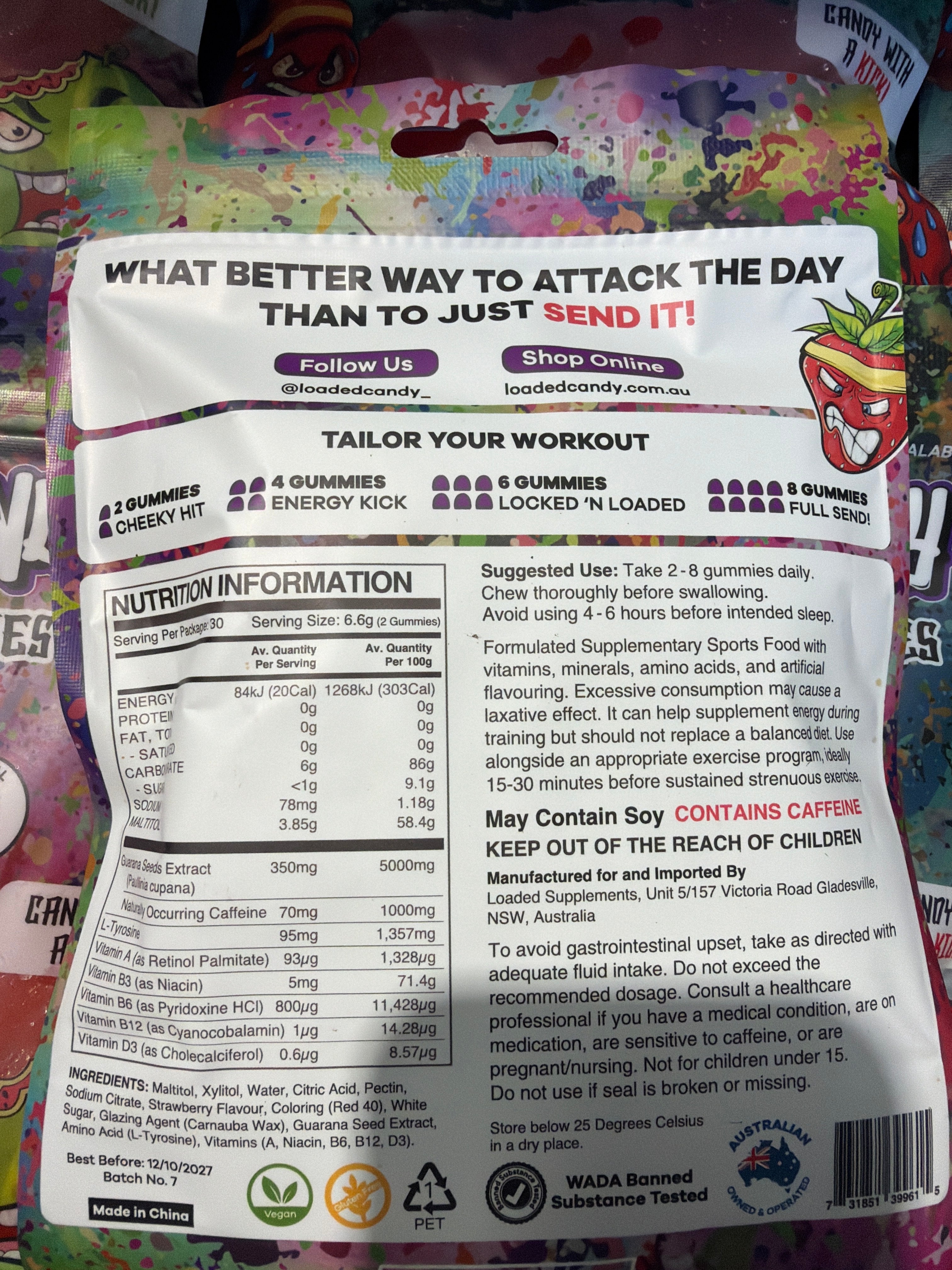 Loaded Candy Pre-Workout Gummies - Send It Strawberry