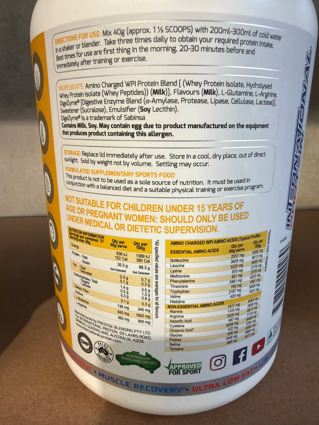 International Protein Amino Charged WPI - Vanilla Ice Cream