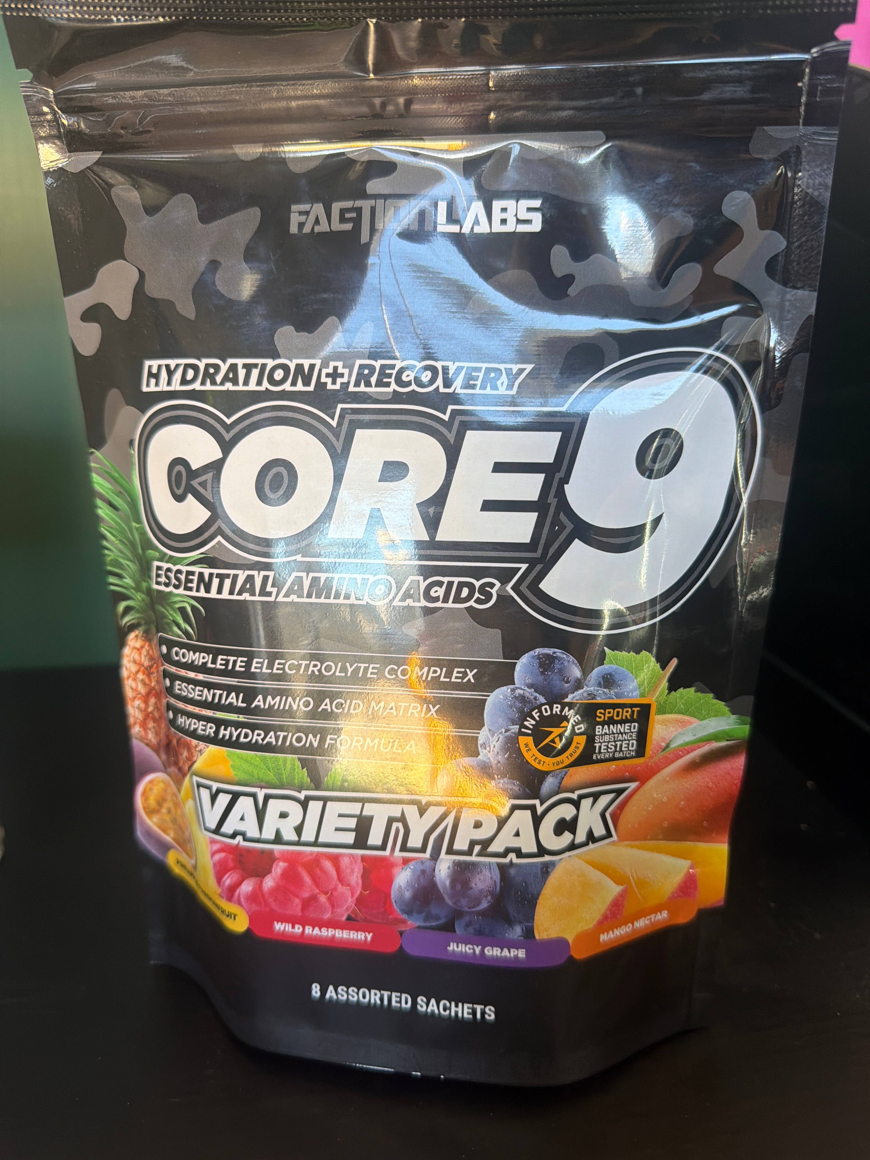 Faction Labs Core 9 EAA Hydration + Recovery – Variety Pack (8 Sachets)