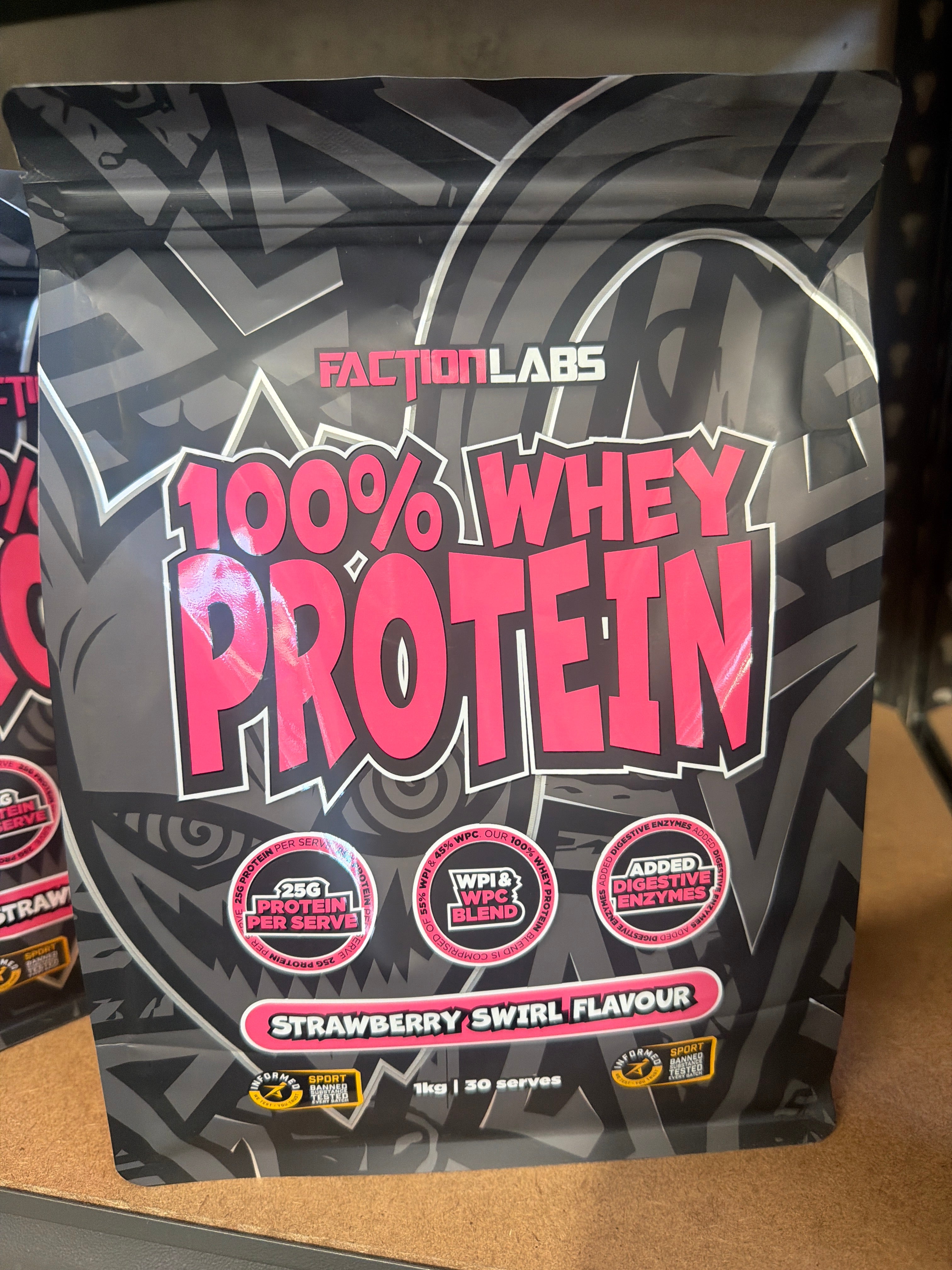 Faction Labs 100% Whey Protein – Strawberry Swirl 1kg