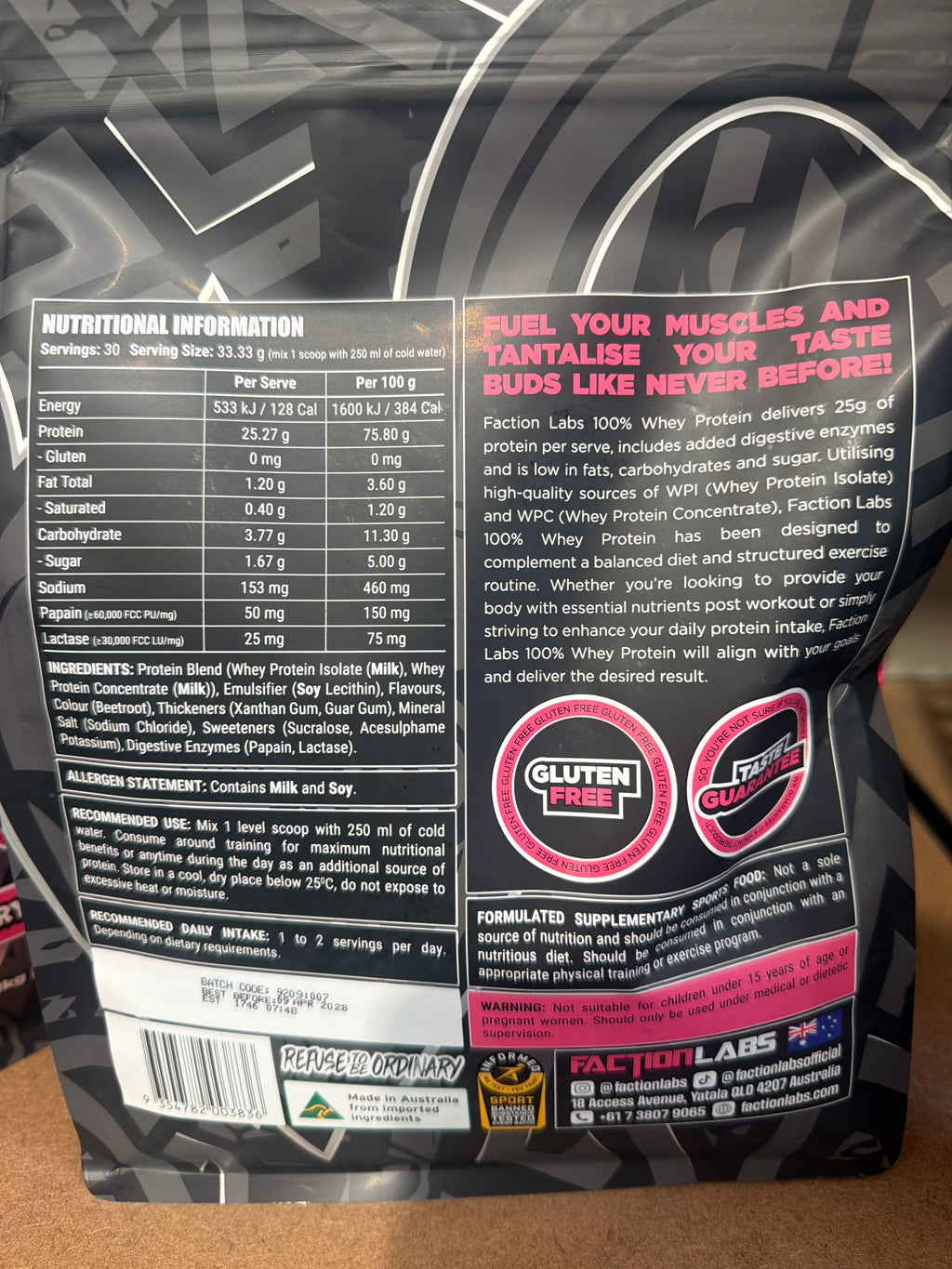 Faction Labs 100% Whey Protein – Strawberry Swirl 1kg